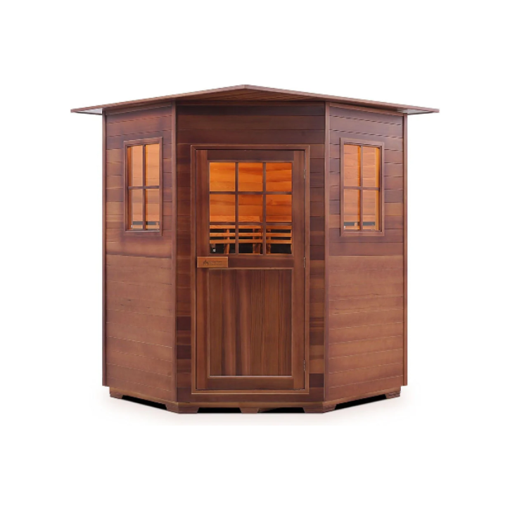 4-Person Corner Hybrid Infrared/Traditional Indoor Sauna